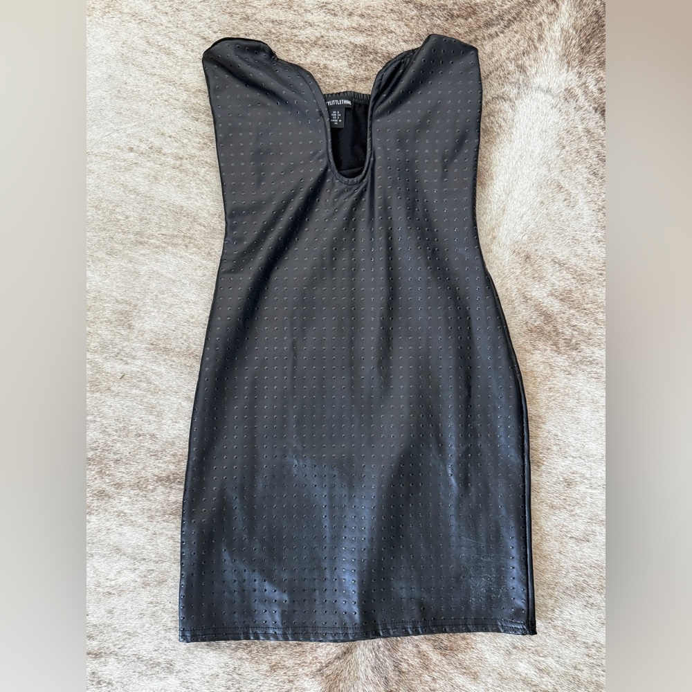 Strapless Pleather Mini Dress